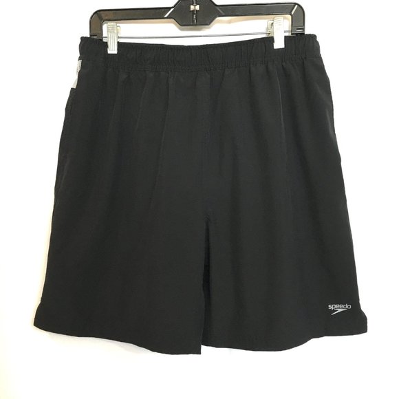 Speedo Men’s Black Swim Trunks w/ grey back yoke - Picture 2 of 8